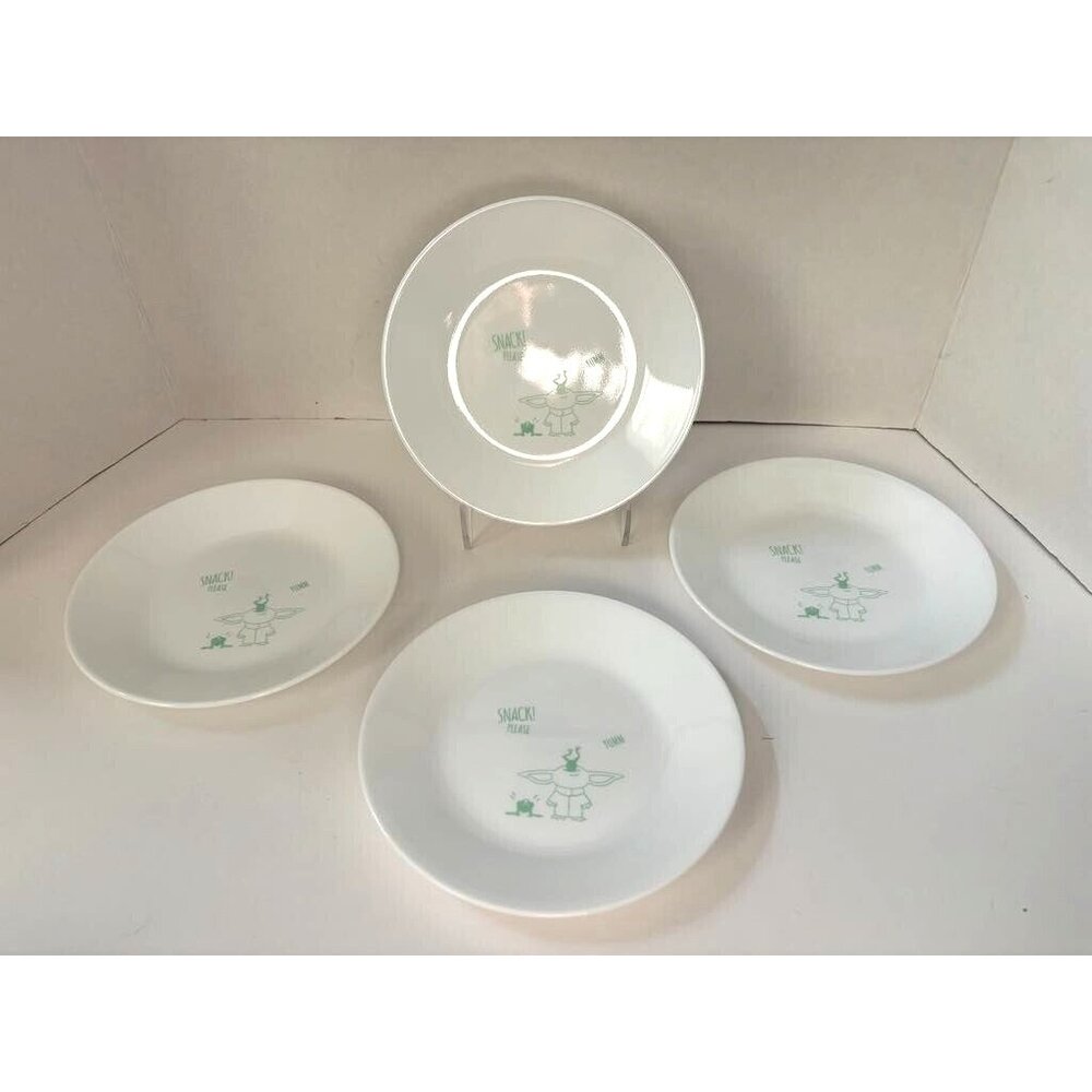 CORELLE STAR WARS Dessert Snack Appetizer Plates Set of 4 Baby Yoda Frog 6 3/4"